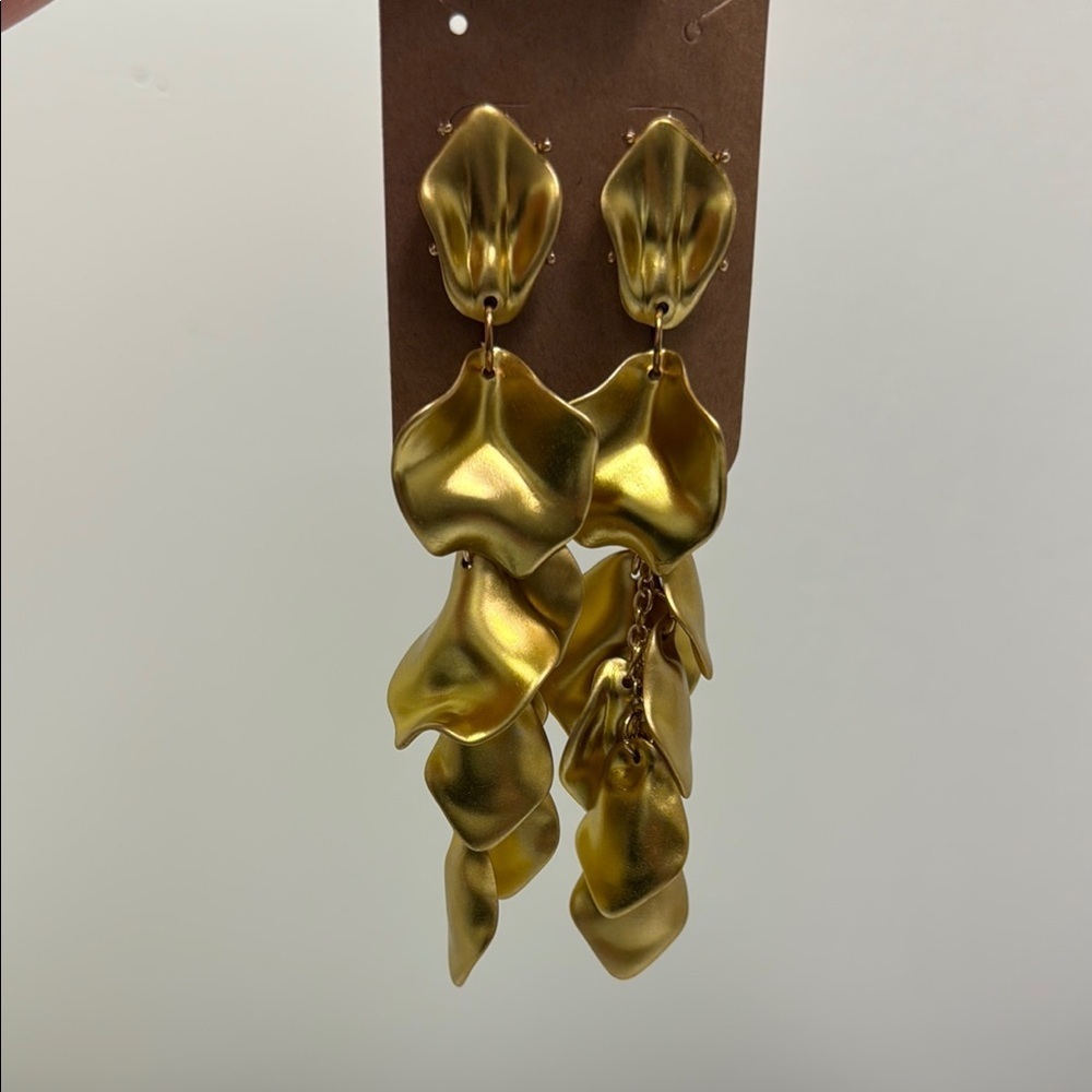 NEW Gold Leaf Drop Earrings